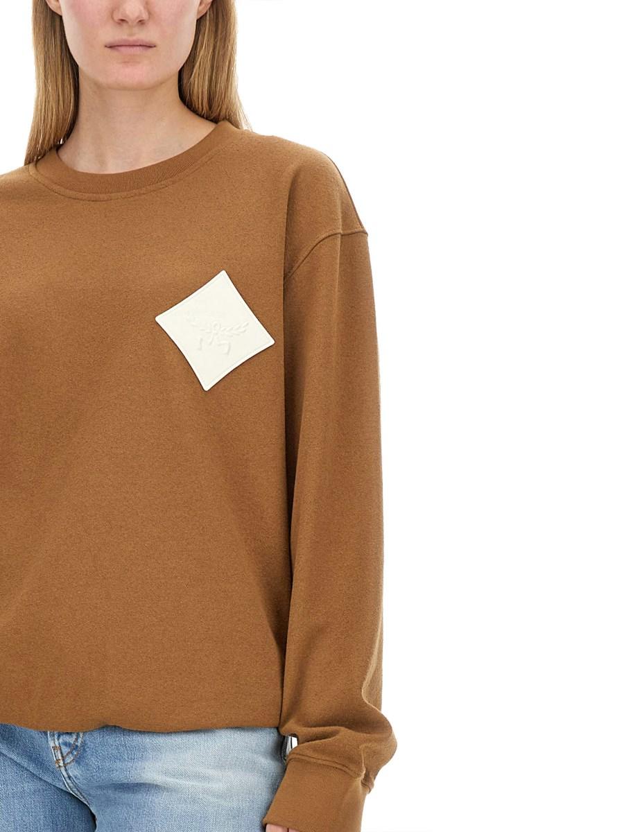MCM FELPA BOUCLÉ CON APPLICAZIONE LOGO