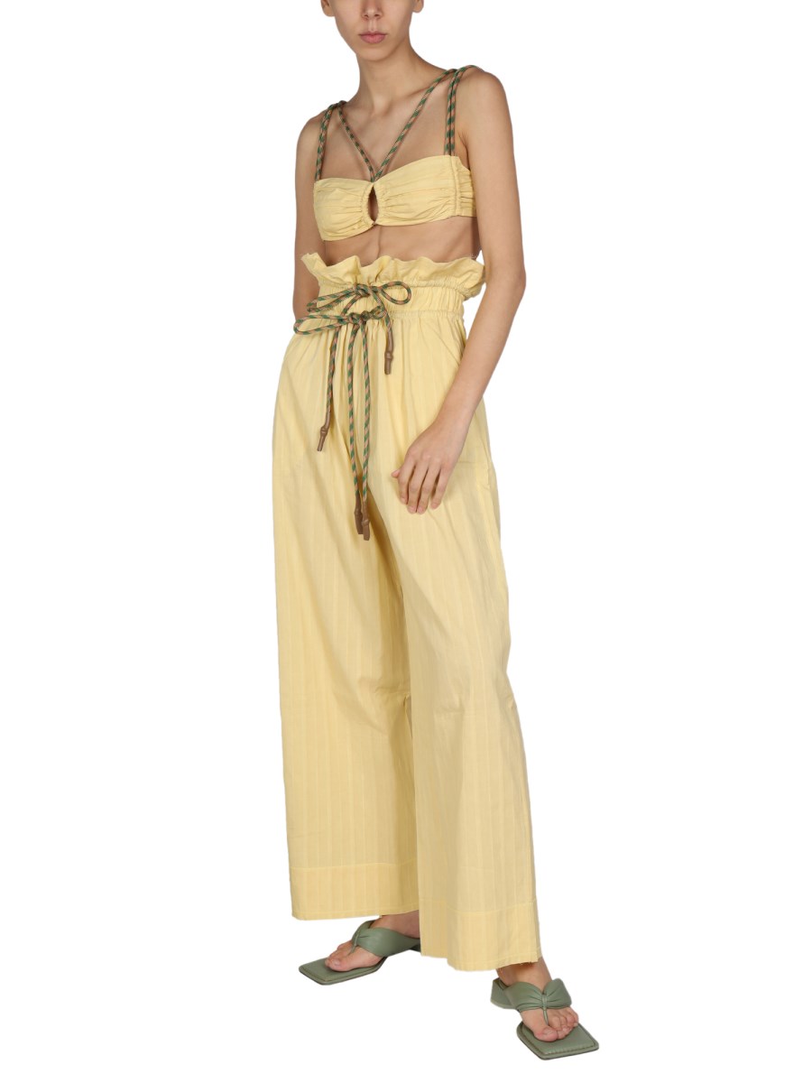 MIISTA PANTALONE WIDE LEG IN COTONE