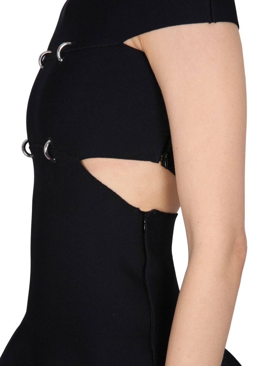 ALEXANDER McQUEEN MINIABITO CON SPALLE SCOPERTE E DETTAGLI CUT-OUT