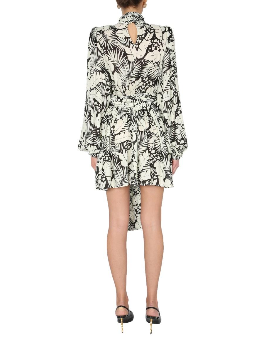 SAINT LAURENT MINIABITO IN VISCOSA CON STAMPA CON FASCIA
