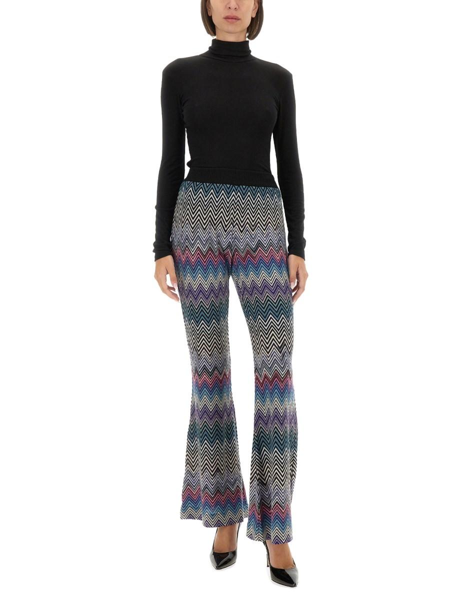 MISSONI PANTALONE FLARE ZIG-ZAG IN LANA