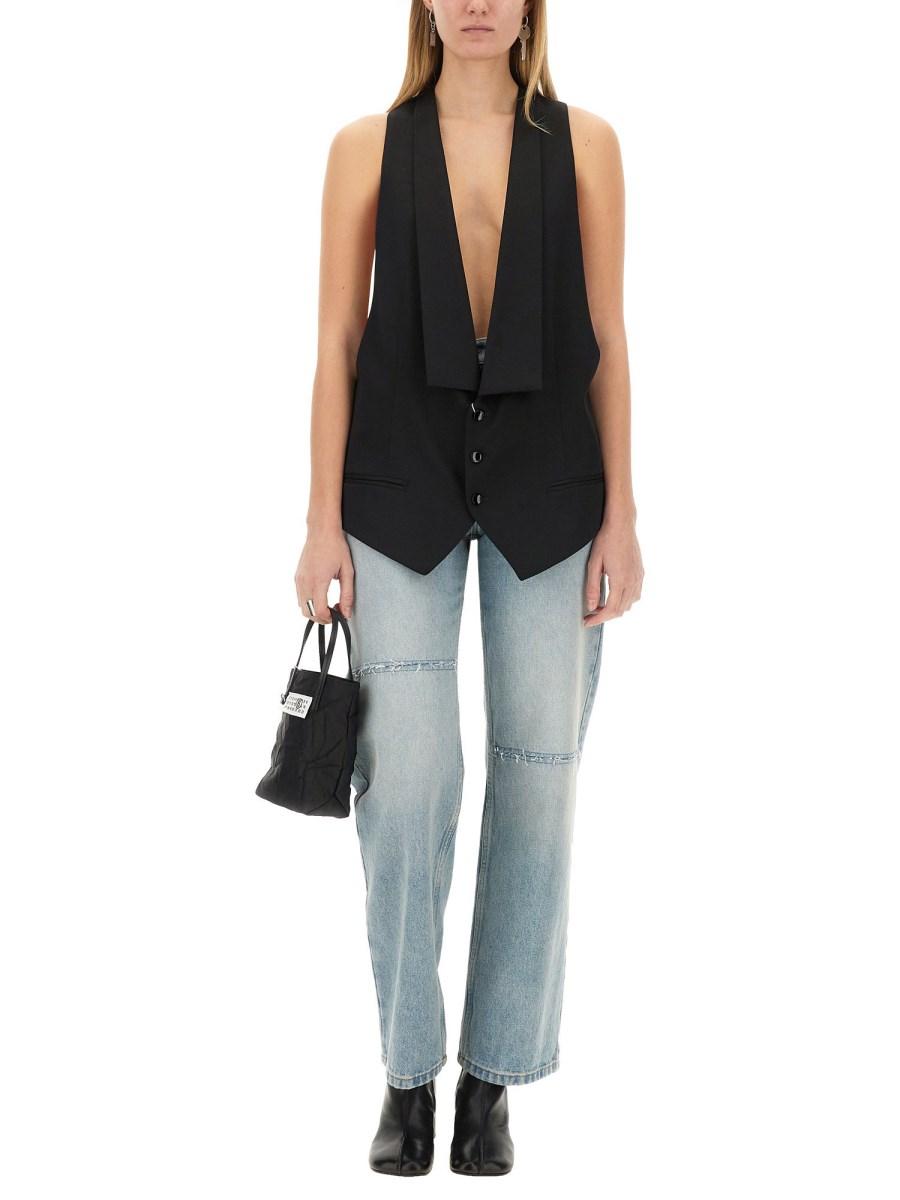 MM6 MAISON MARGIELA GILET MONOPETTO IN TWILL