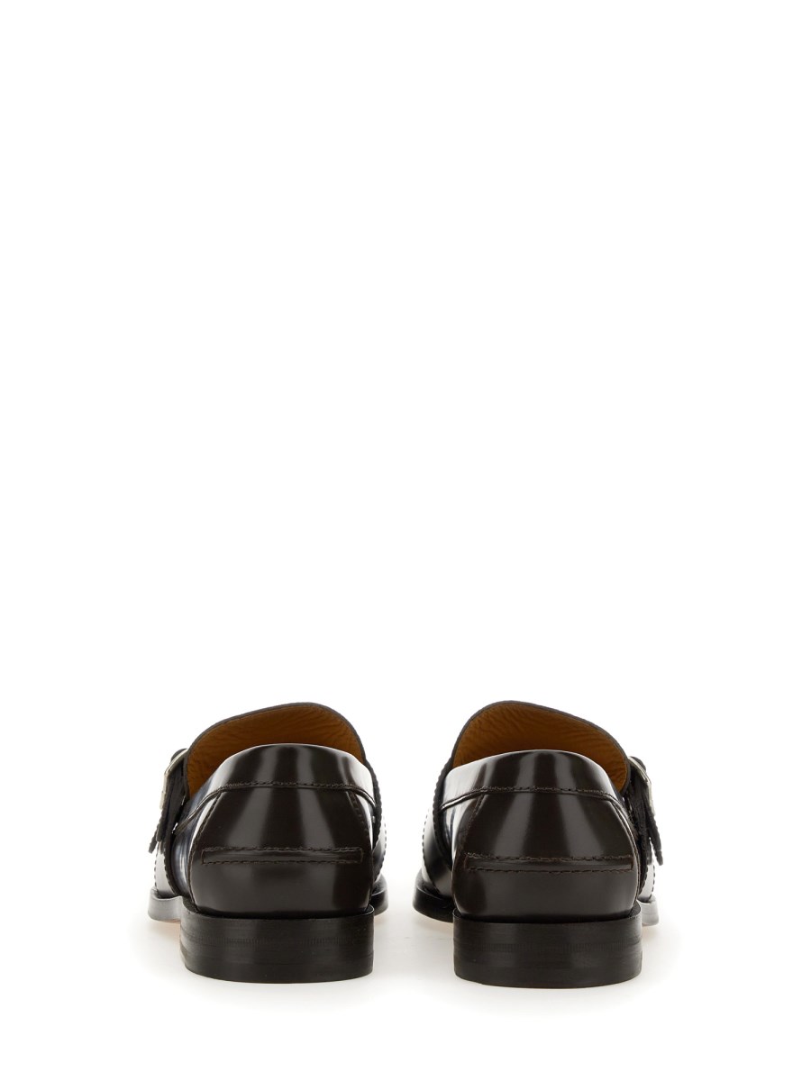 GUCCI MOCASSINO IN PELLE E TESSUTO GG SUPREME CON FIBBIA