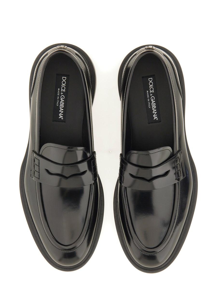 DOLCE & GABBANA MOCASSINO IN PELLE SPAZZOLATA CON LOGO
