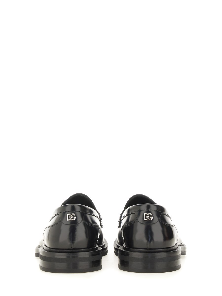 DOLCE & GABBANA MOCASSINO IN PELLE SPAZZOLATA CON LOGO