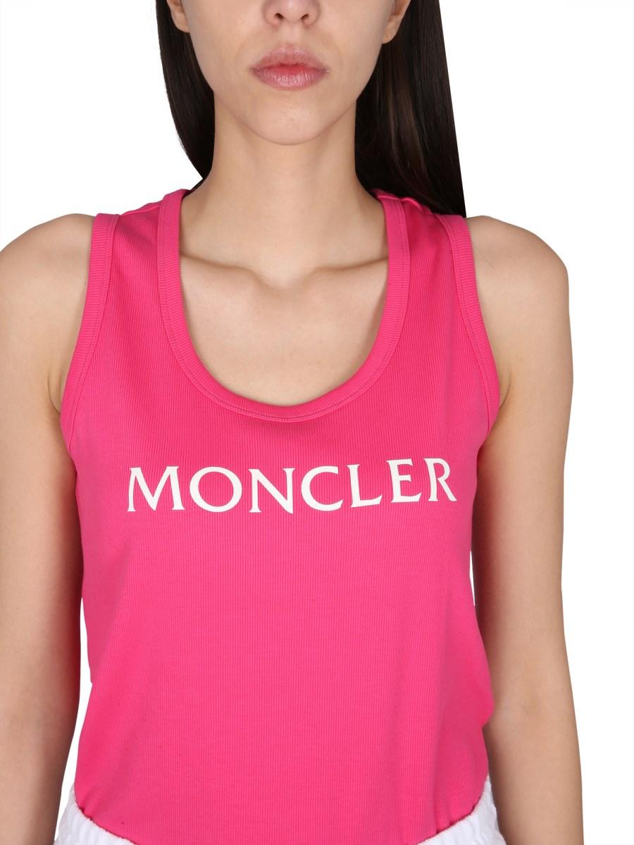 MONCLER TOP IN JERSEY DI COTONE CON STAMPA LOGO