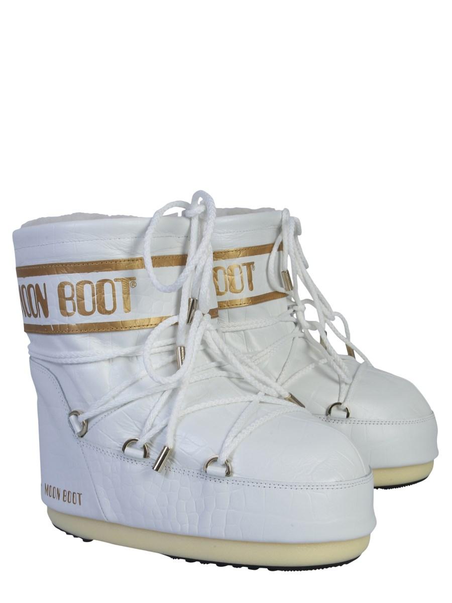 MOON BOOT MOON BOOT CLASSIC LOW IN PELLE STAMPA COCCO