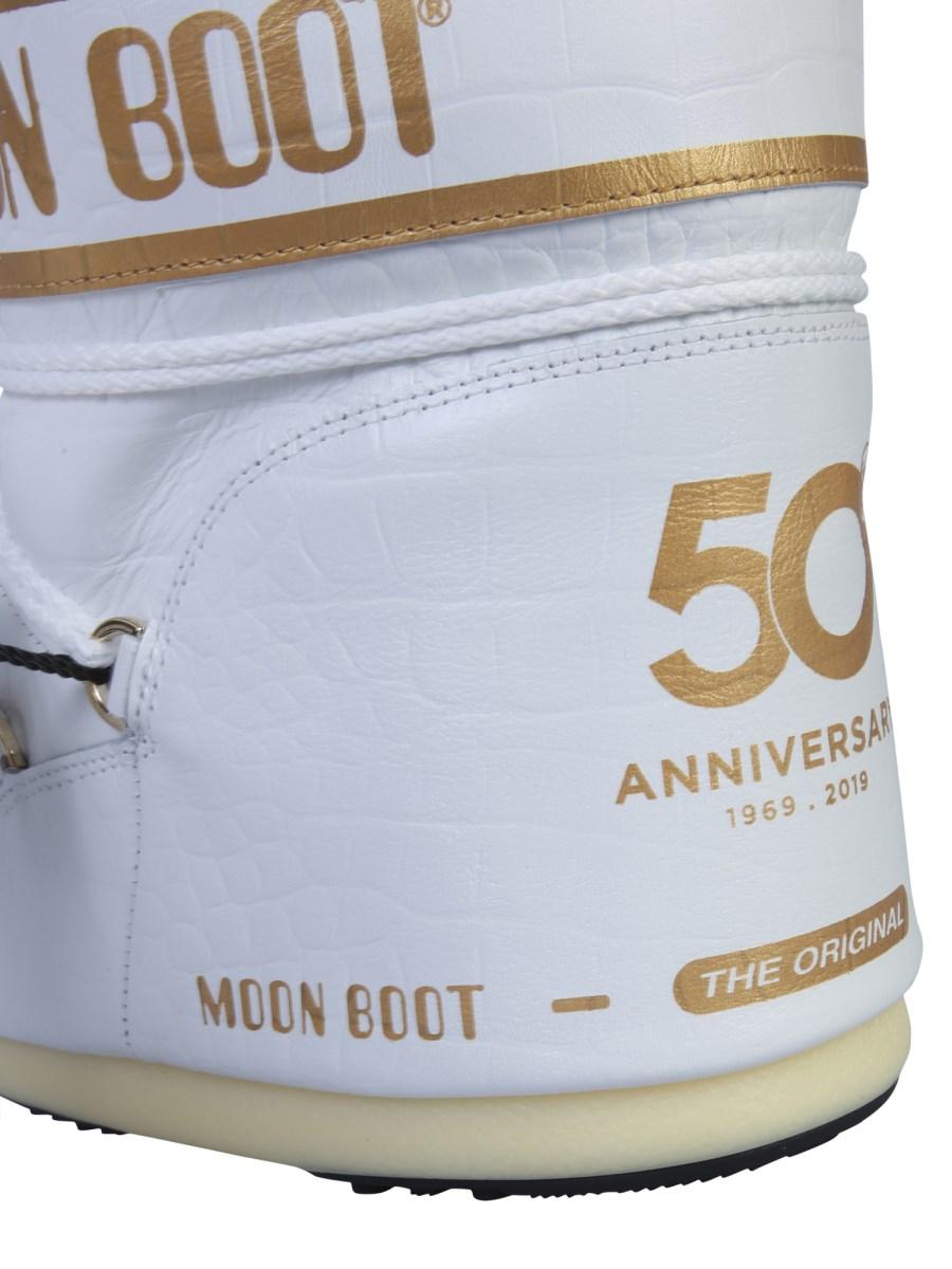 MOON BOOT MOON BOOT CLASSIC LOW IN PELLE STAMPA COCCO