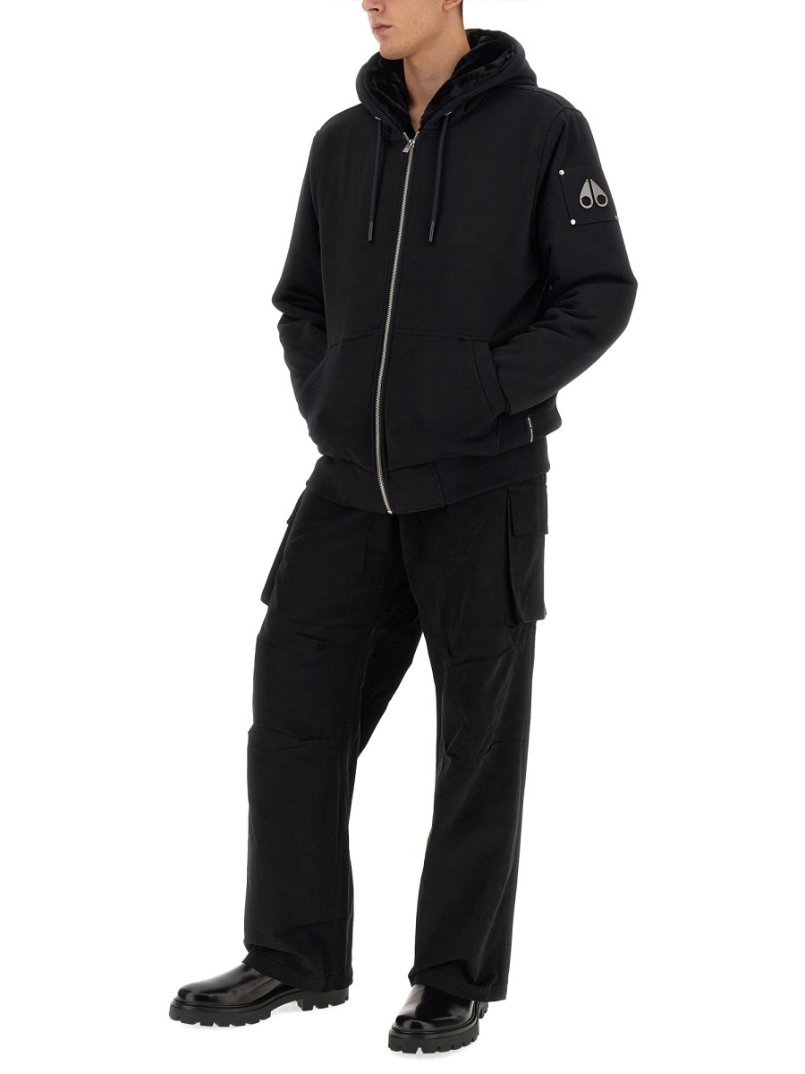 MOOSE KNUCKLES FELPA CON ZIP IN COTONE