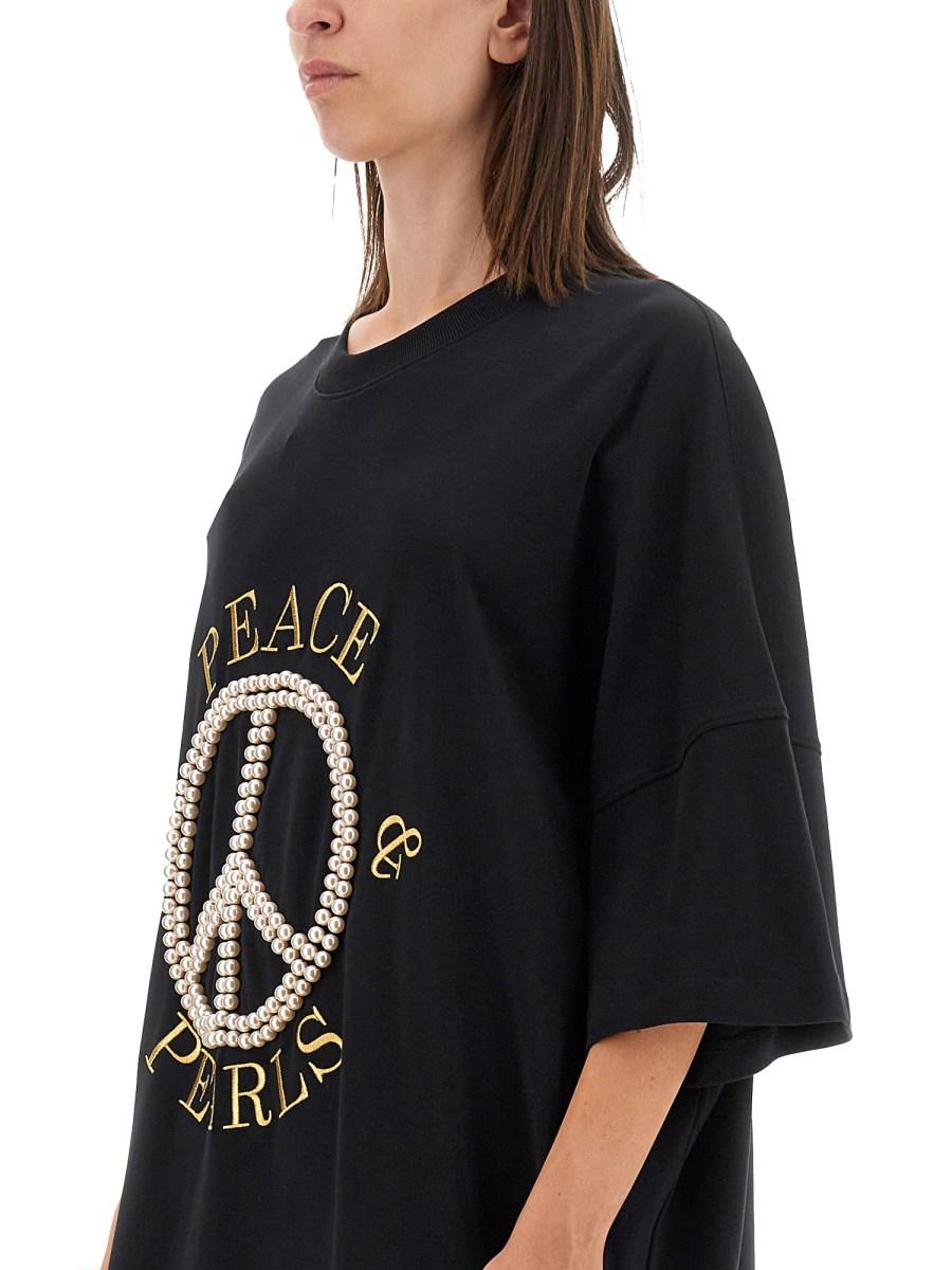 MOSCHINO ABITO IN INTERLOCK DI COTONE PEACE & PEARLS