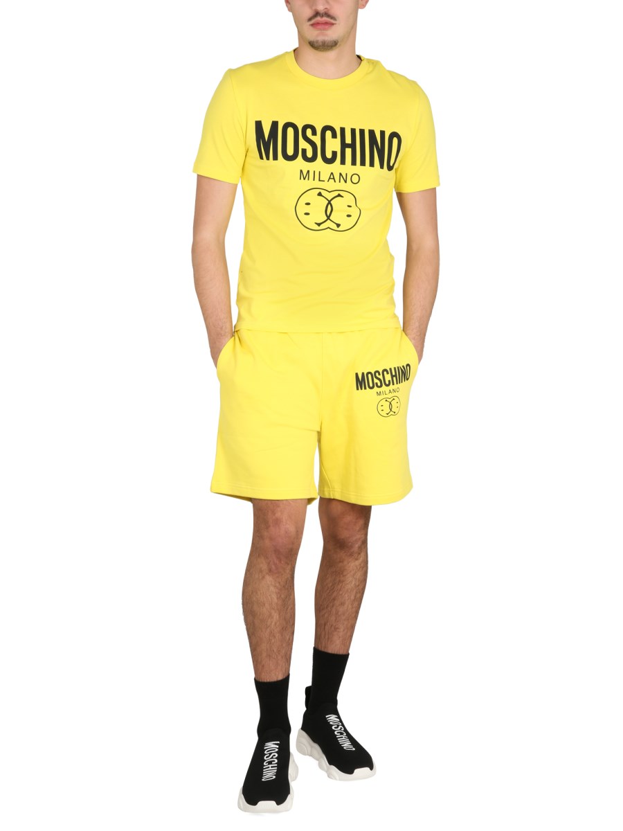 MOSCHINO BERMUDA IN FELPA DI COTONE CON LOGO