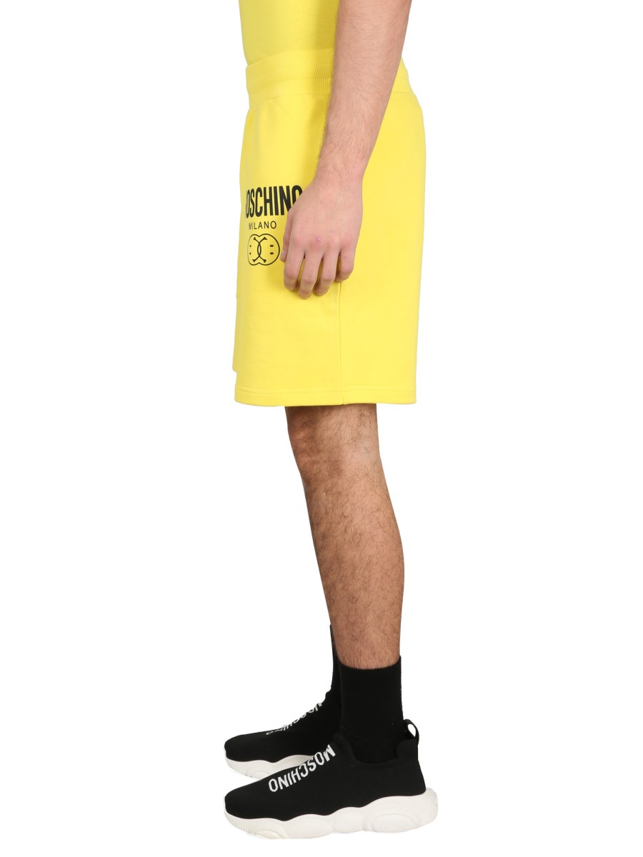 MOSCHINO BERMUDA IN FELPA DI COTONE CON LOGO
