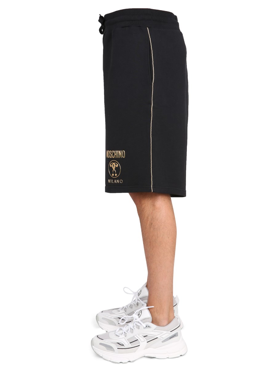MOSCHINO BERMUDA IN FELPA DI COTONE CON LOGO