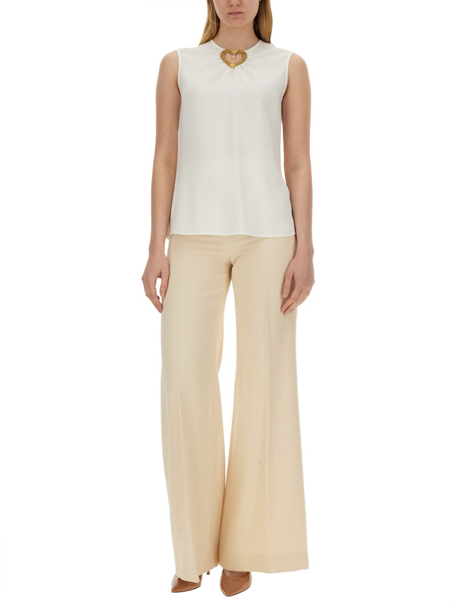 MOSCHINO BLUSA CON APPLICAZIONE HEART IN ACETATO