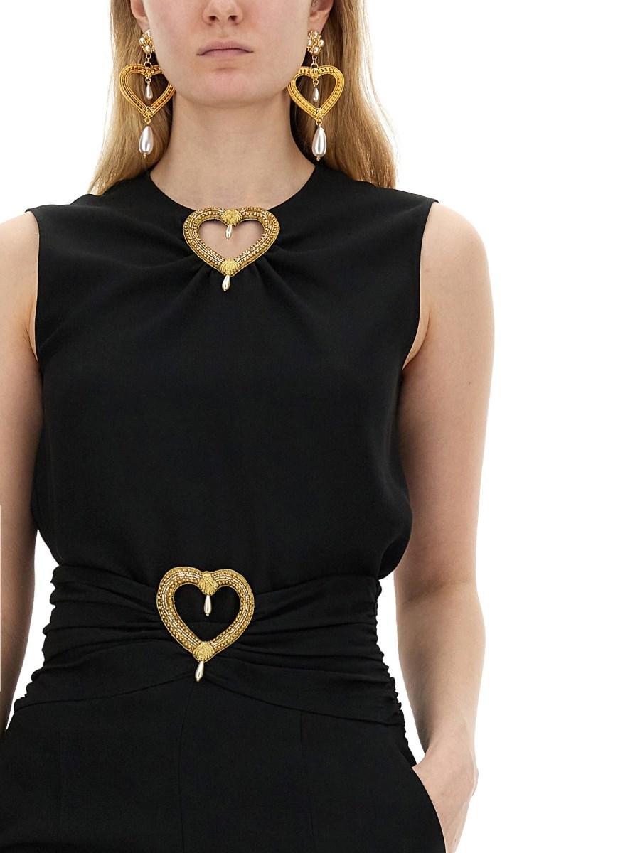 MOSCHINO BLUSA CON APPLICAZIONE HEART IN ACETATO