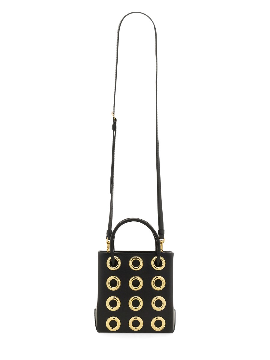 MOSCHINO BORSA IN PELLE CON OCCHIELLI IN METALLO