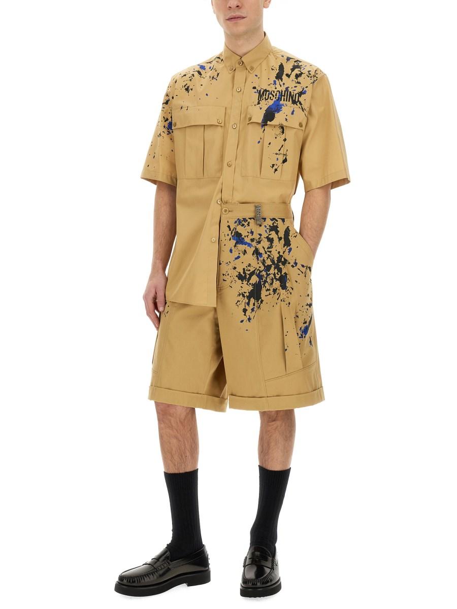 MOSCHINO CAMICIA IN POPELINE PAINTED EFFECT