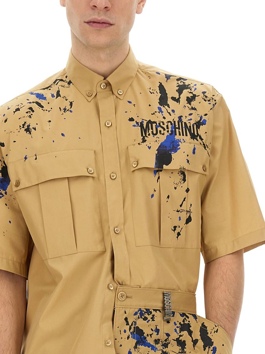 MOSCHINO CAMICIA IN POPELINE PAINTED EFFECT