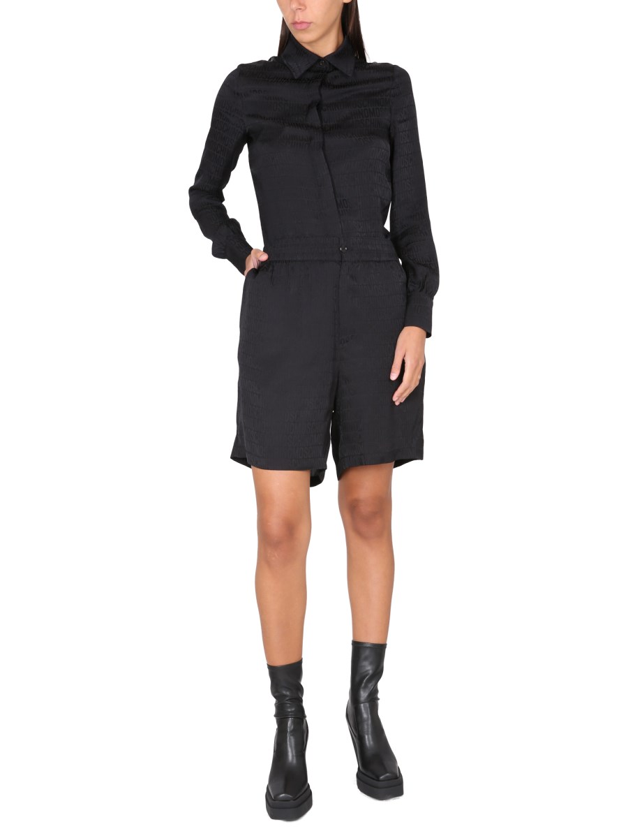 MOSCHINO CAMICIA IN TWILL ALLOVER LOGO