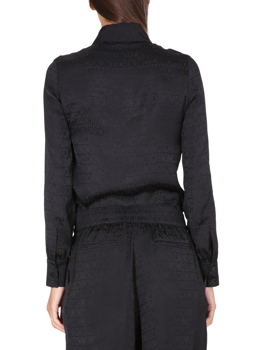 MOSCHINO CAMICIA IN TWILL ALLOVER LOGO