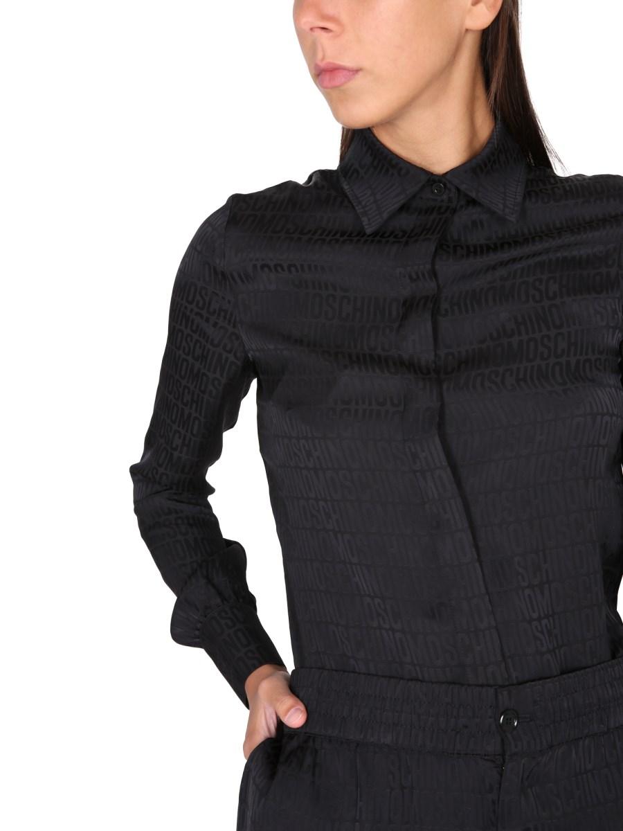 MOSCHINO CAMICIA IN TWILL ALLOVER LOGO
