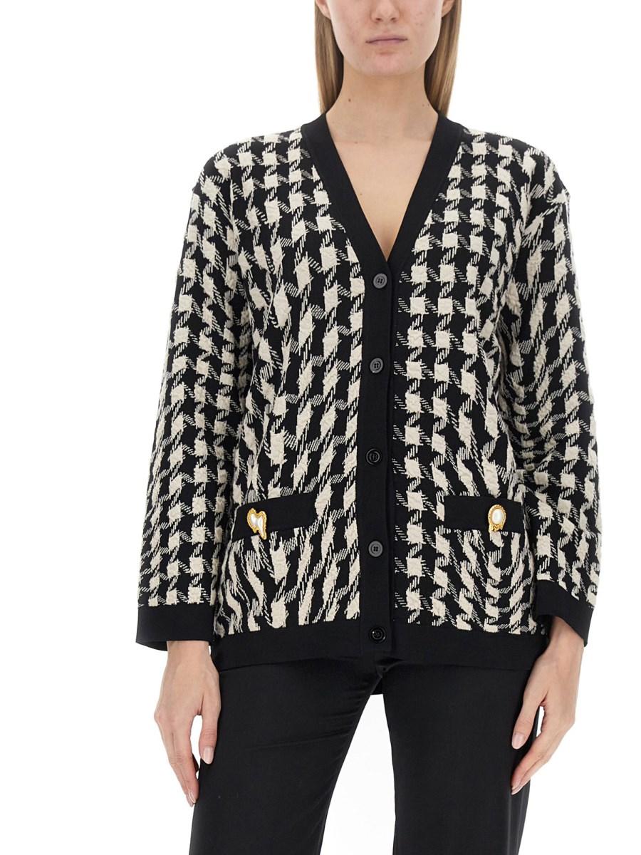 MOSCHINO CARDIGAN IN PIED DE POULE