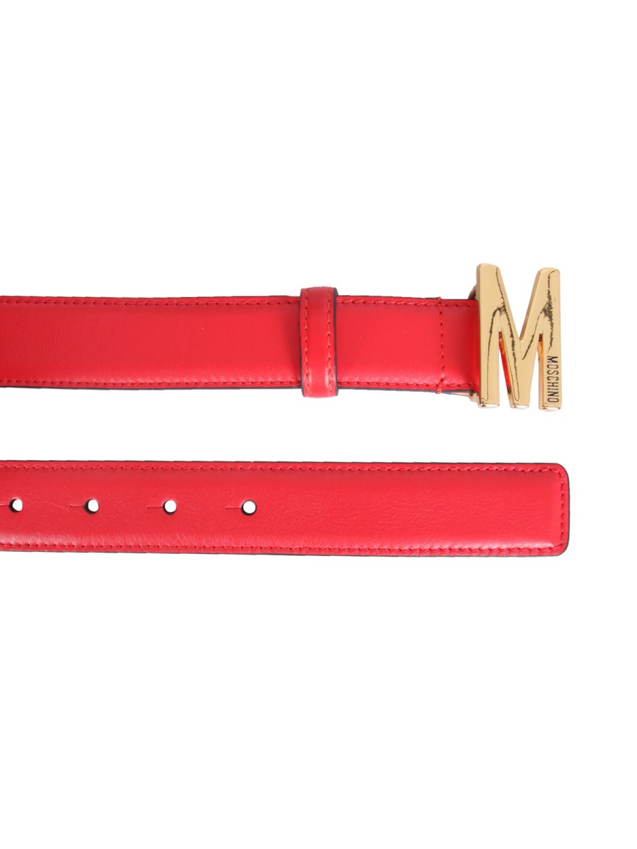MOSCHINO CINTURA IN PELLE CON FIBBIA LOGO