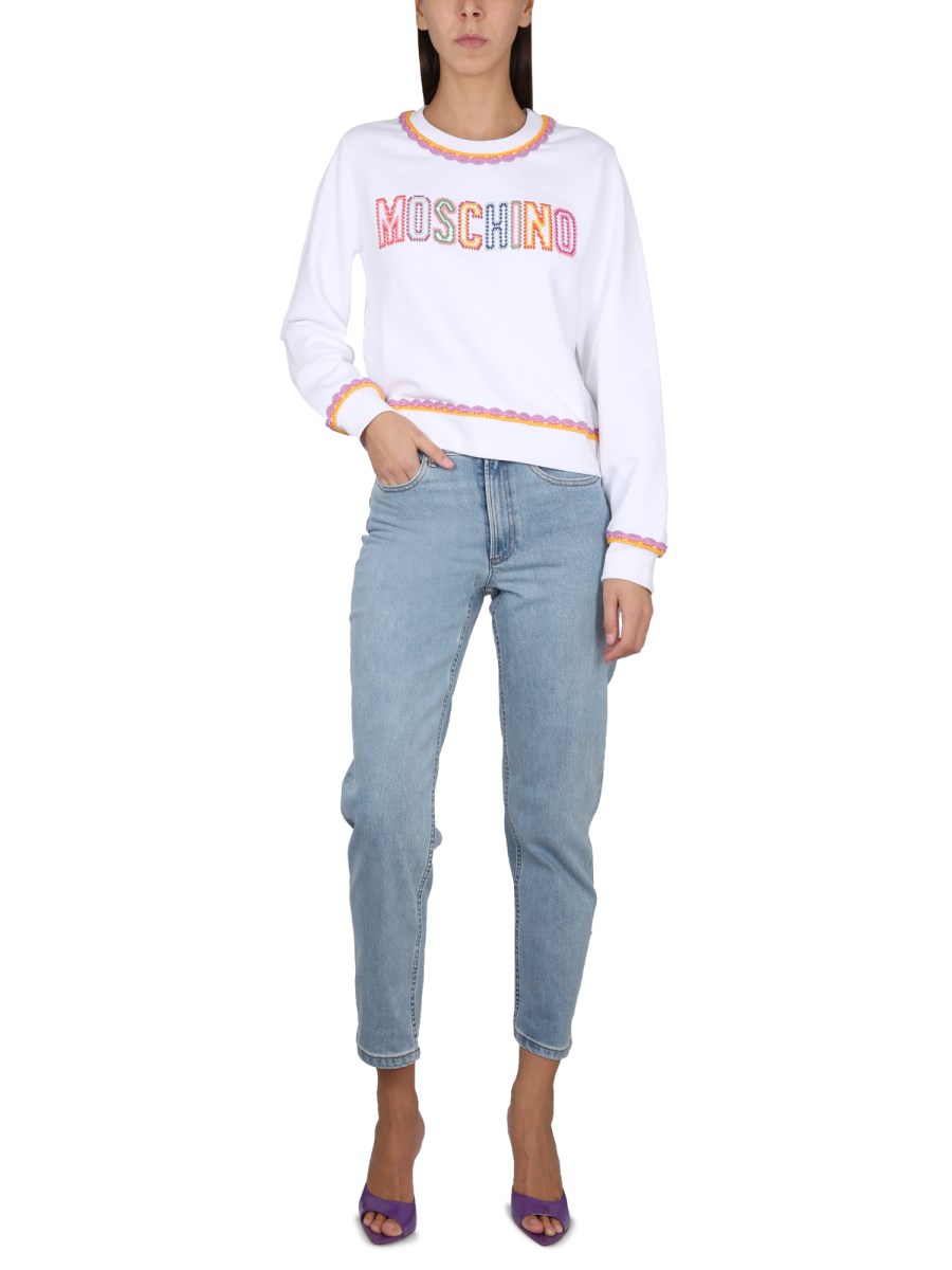 MOSCHINO FELPA IN COTONE CON RICAMO LOGO