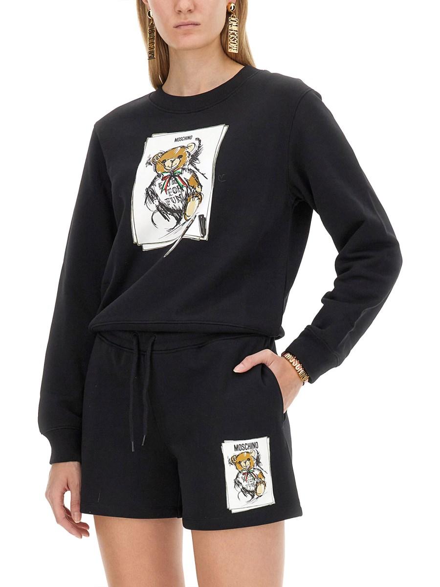 MOSCHINO FELPA IN COTONE CON STAMPA TEDDY