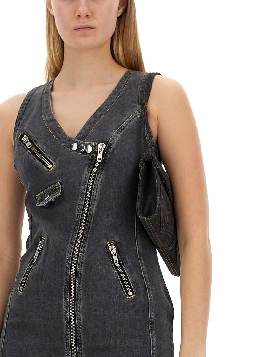 MOSCHINO JEANS ABITO MINI IN DENIM DI COTONE