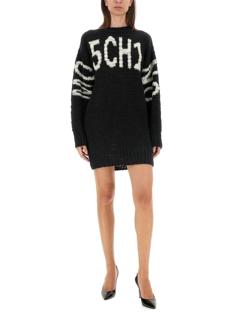 MOSCHINO JEANS ABITO MINI IN MAGLIA DI LANA