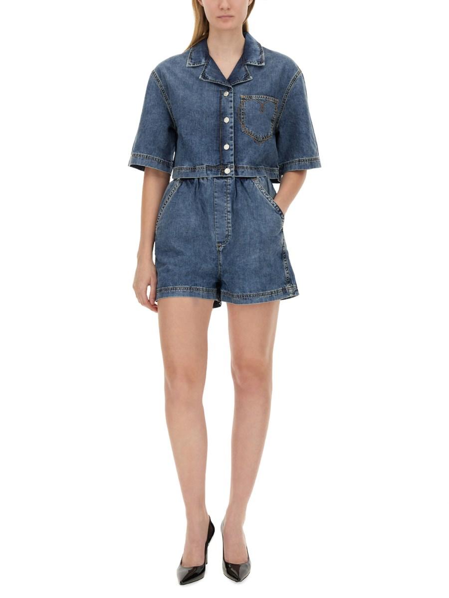 MOSCHINO JEANS CAMICIA CROPPED IN DENIM