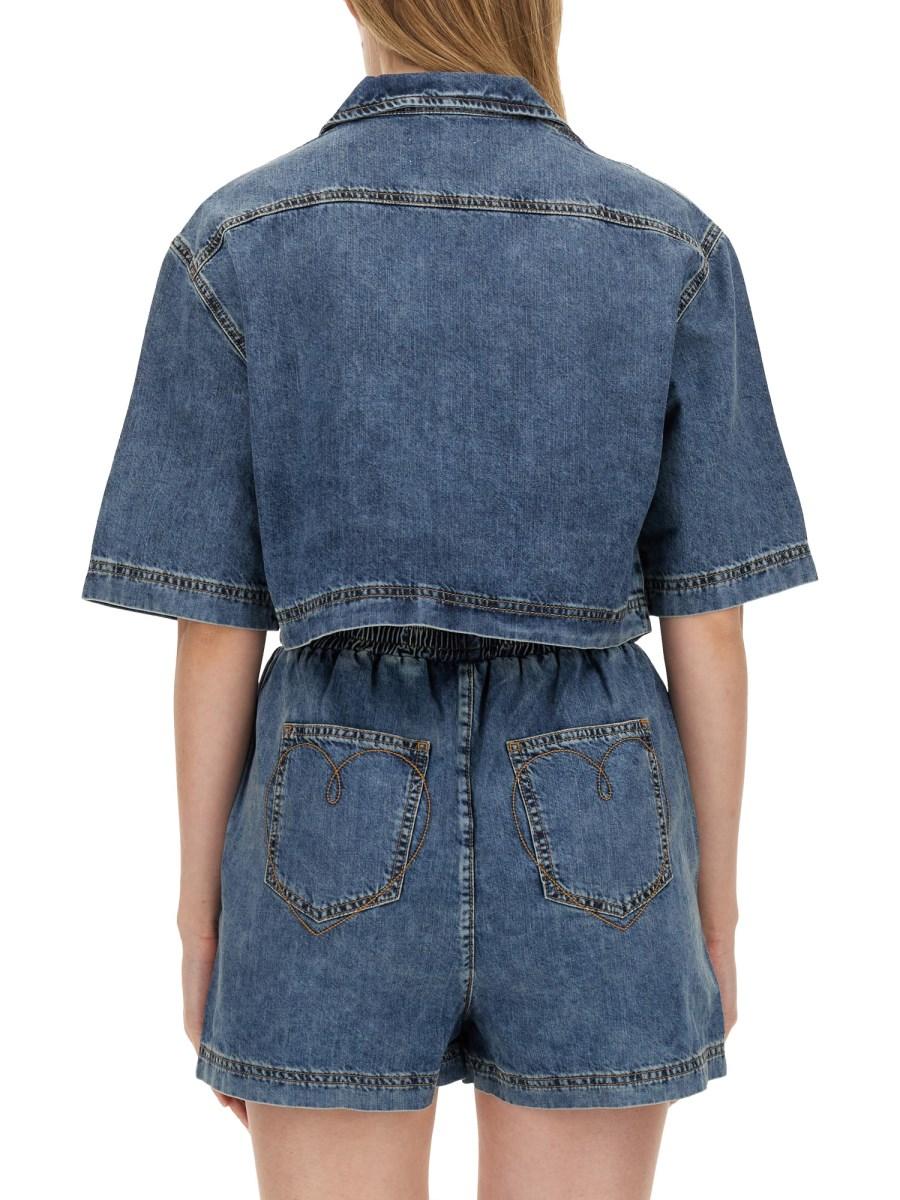 MOSCHINO JEANS CAMICIA CROPPED IN DENIM