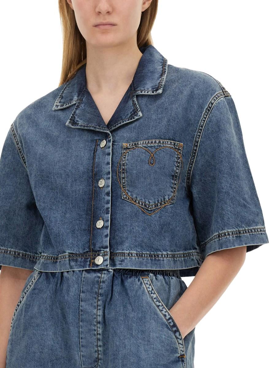MOSCHINO JEANS CAMICIA CROPPED IN DENIM