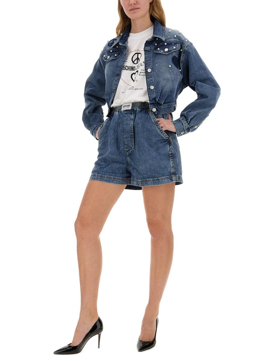 MOSCHINO JEANS CAMICIA IN DENIM DI COTONE CON LOGO