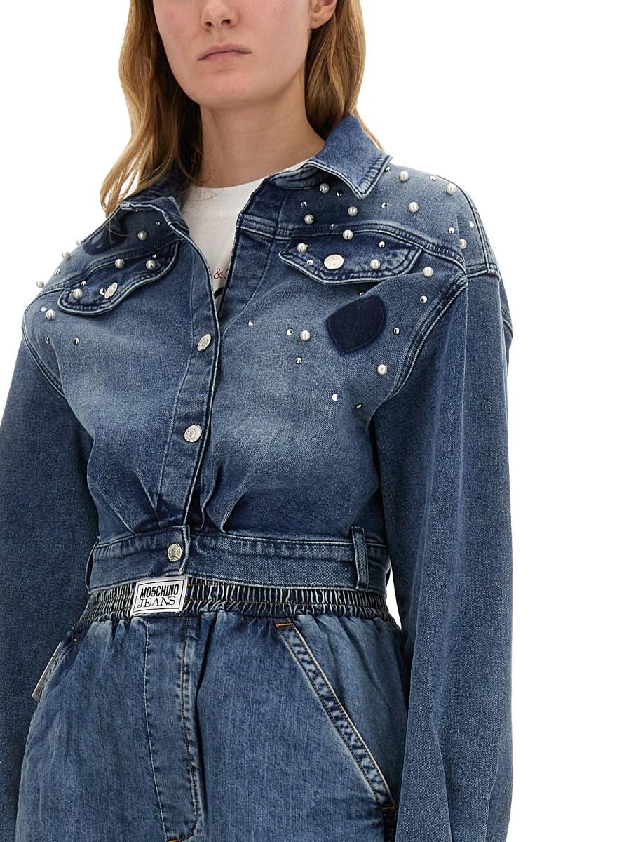 MOSCHINO JEANS CAMICIA IN DENIM DI COTONE CON LOGO