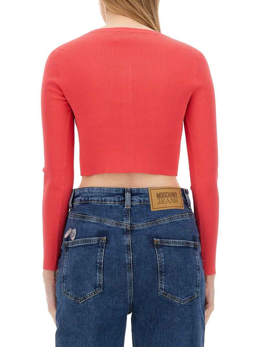 MOSCHINO JEANS CARDIGAN CROPPED CON LOGO