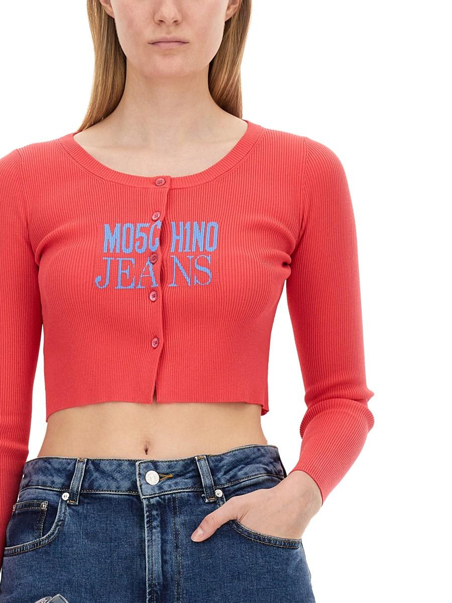 MOSCHINO JEANS CARDIGAN CROPPED CON LOGO