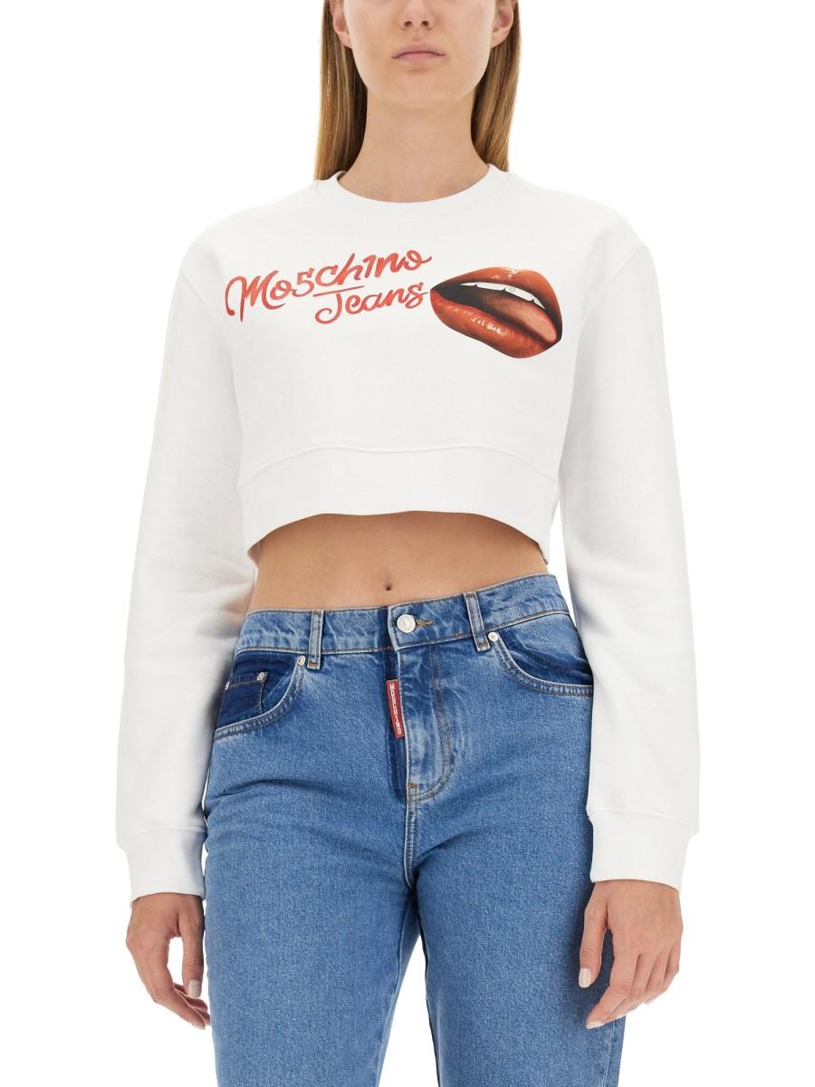 MOSCHINO JEANS FELPA IN COTONE CON STAMPA LOGO
