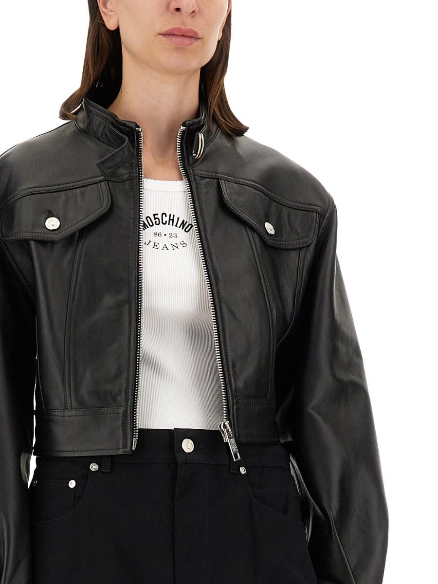 MOSCHINO JEANS GIACCA BIKER IN PELLE