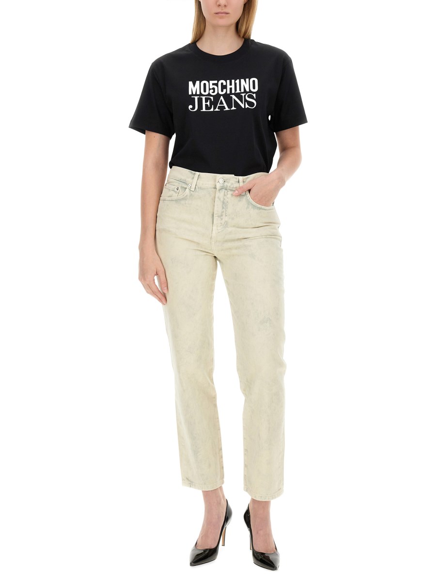 MOSCHINO JEANS JEANS CROPPED IN DENIM