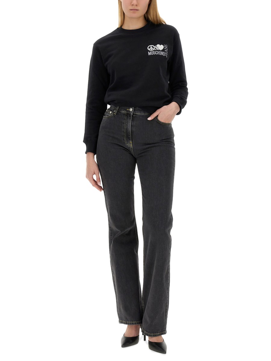 MOSCHINO JEANS JEANS WIDE LEG IN DENIM DI COTONE