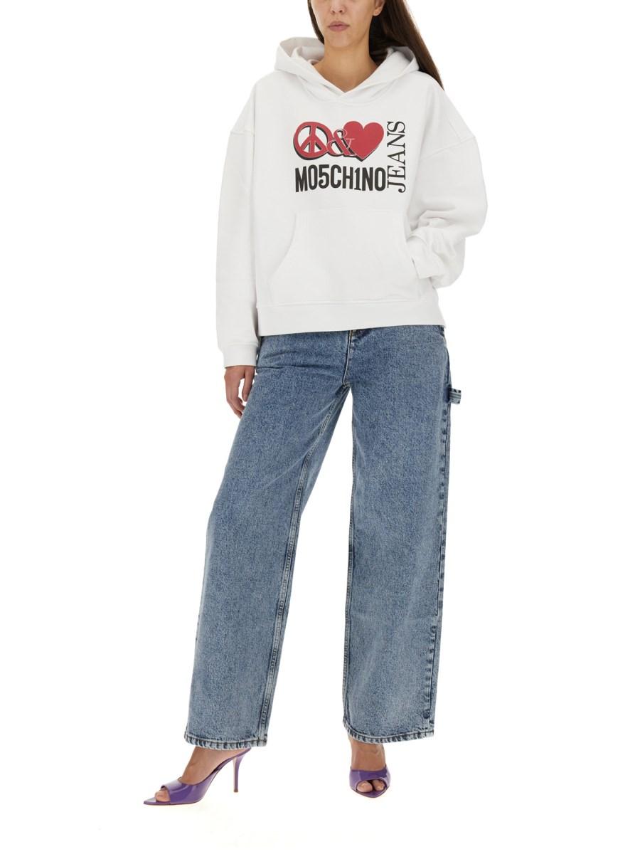 MOSCHINO JEANS JEANS WIDE LEG IN DENIM DI COTONE