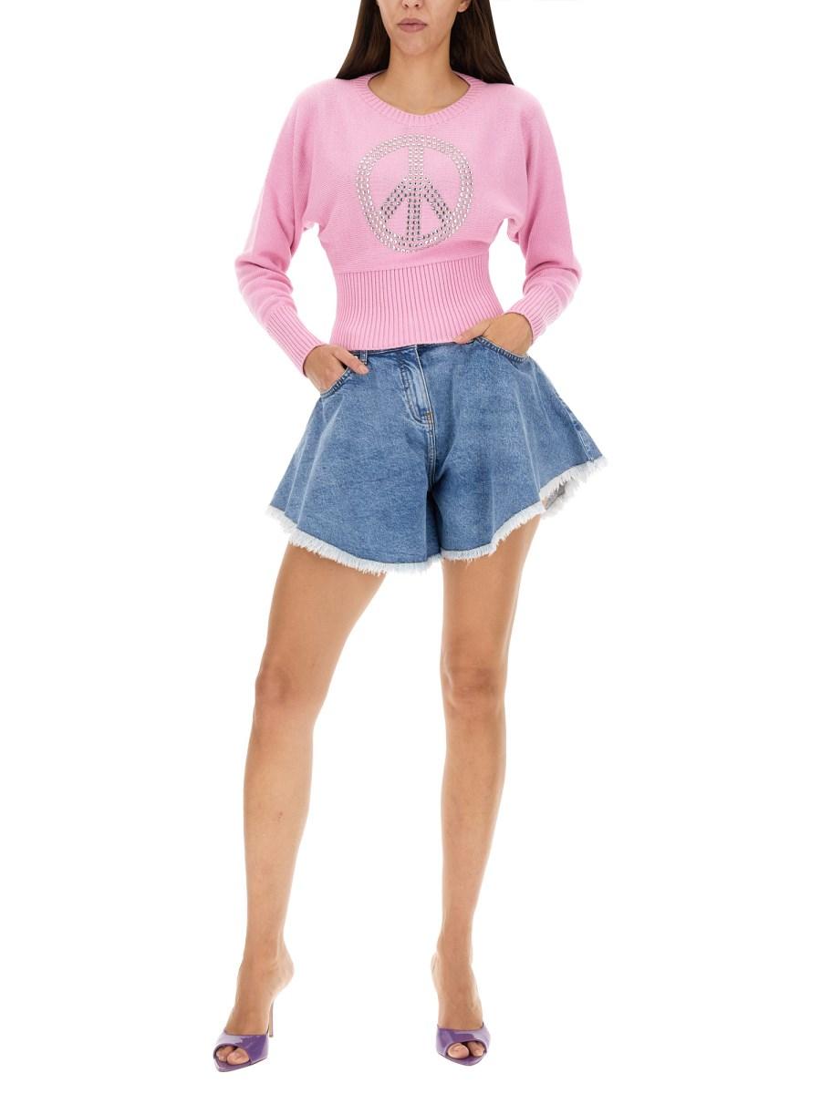 MOSCHINO JEANS MAGLIA PEACE SYMBOL IN MISTO LANA