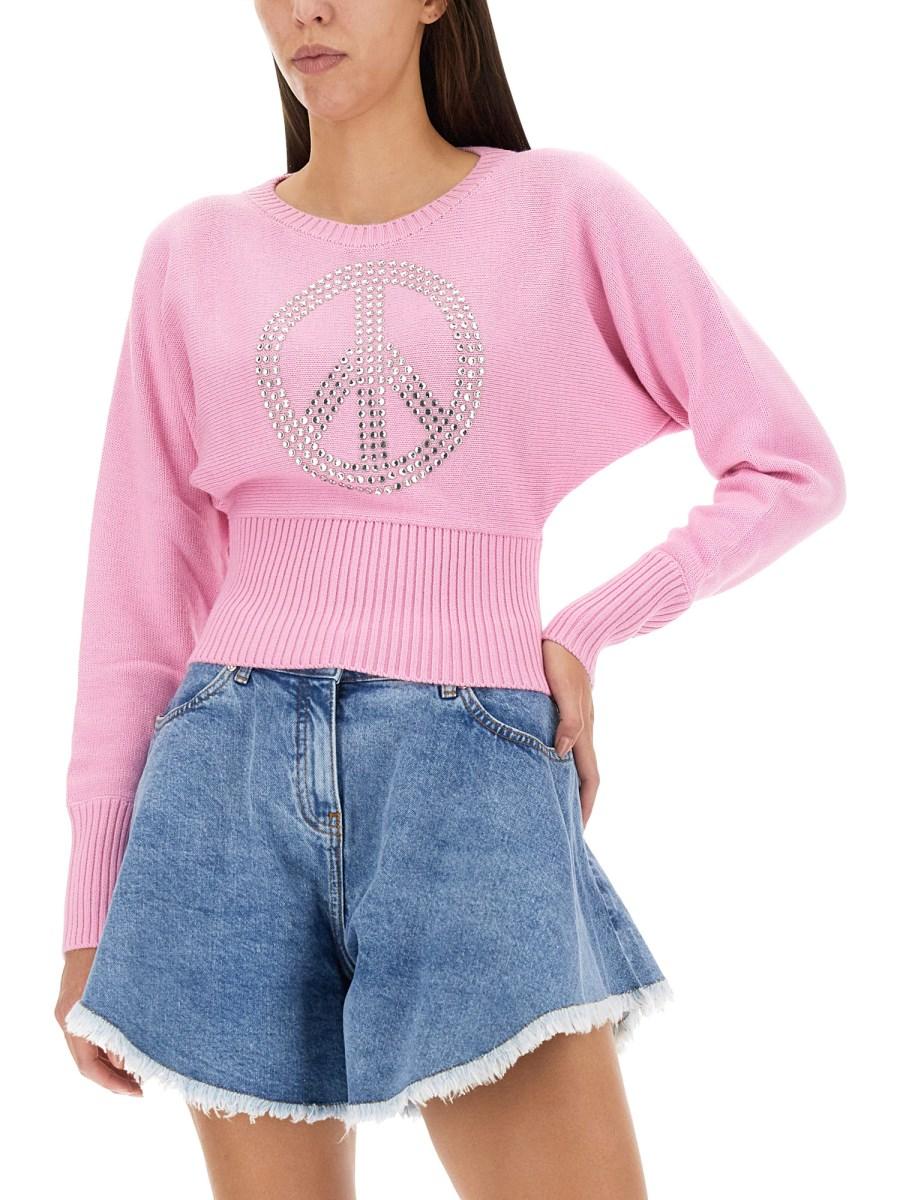 MOSCHINO JEANS MAGLIA PEACE SYMBOL IN MISTO LANA