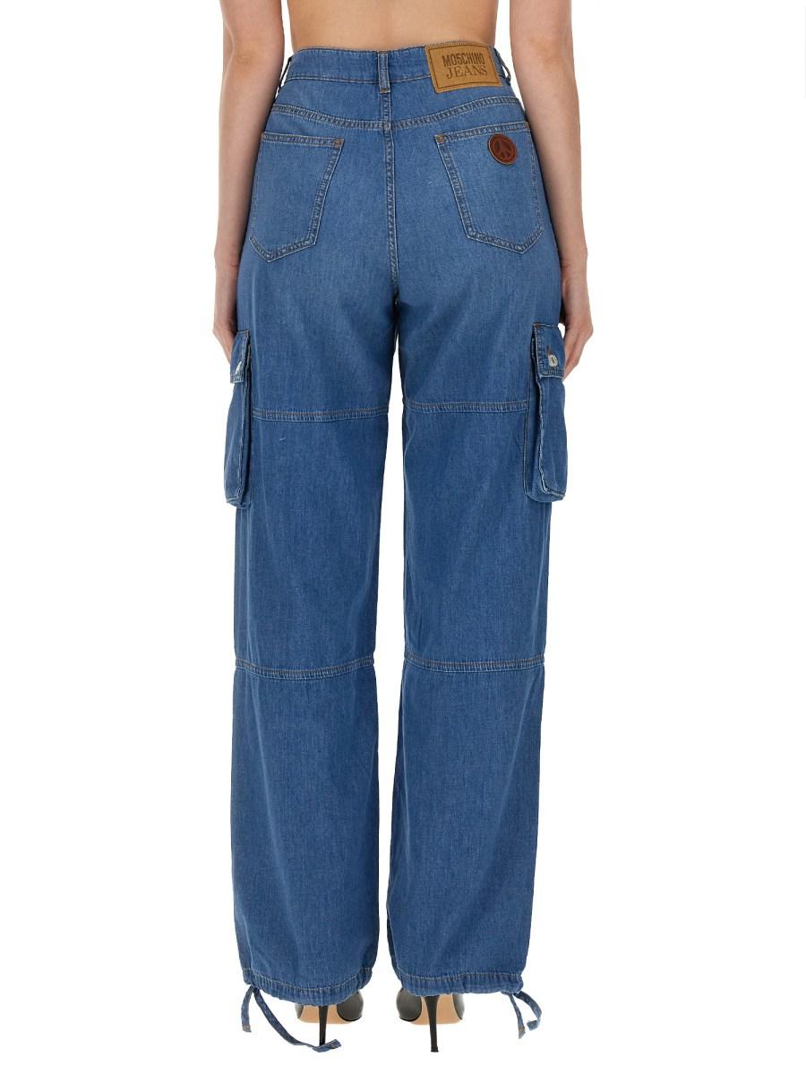MOSCHINO JEANS PANTALONE CARGO IN DENIM DI COTONE