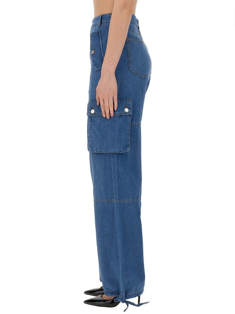 MOSCHINO JEANS PANTALONE CARGO IN DENIM DI COTONE