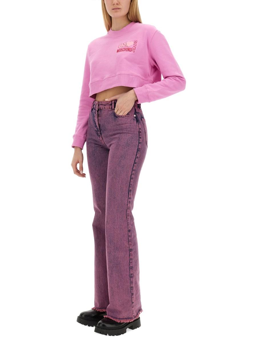 MOSCHINO JEANS PANTALONE FLARE IN DENIM DI COTONE