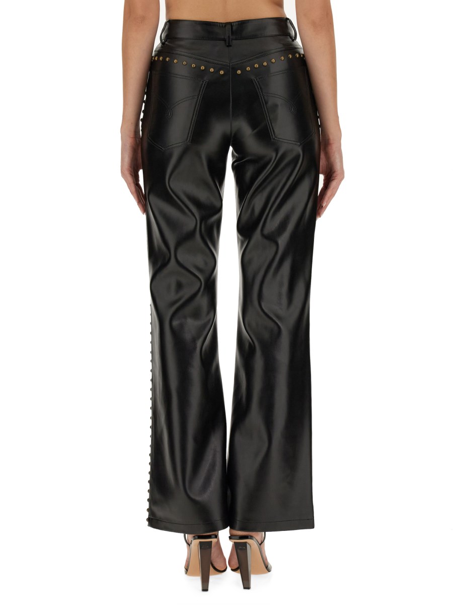 MOSCHINO JEANS PANTALONE IN ECO PELLE CON BORCHIE