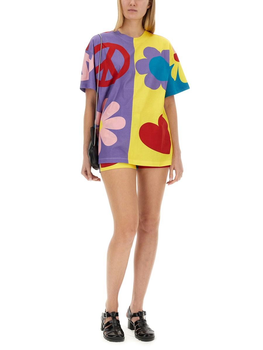 MOSCHINO JEANS T-SHIRT IN JERSEY SYMBOLS